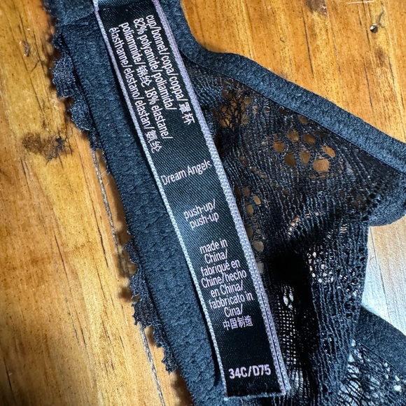 Victoria's Secret Women's Dream Angels Push Up Bra, Black smooth with lace 34C - Picture 12 of 15